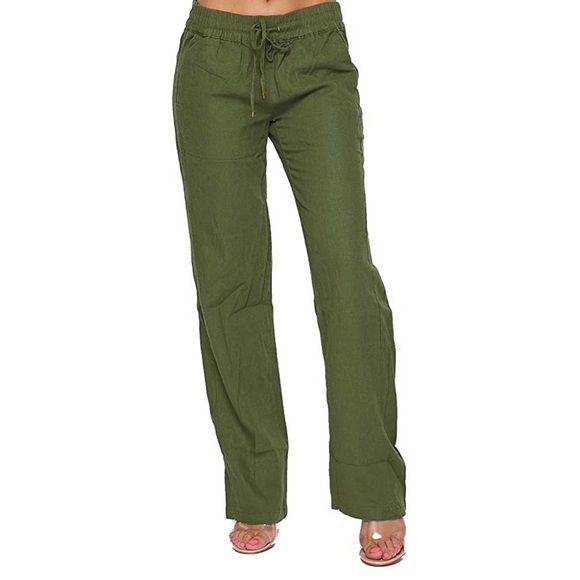 Love Tree Pants - ⭐️NWT Love Tree Green Linen Pants